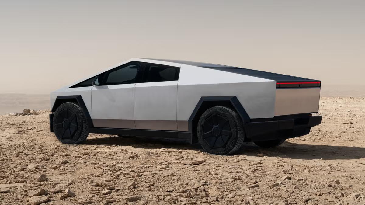 2025 Silver Tesla Cybertruck available for rent | RentThis