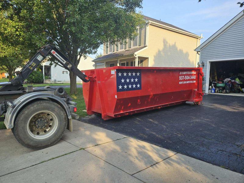 Red 15 Yard Dumpster available for rent in London, OH | RentThis