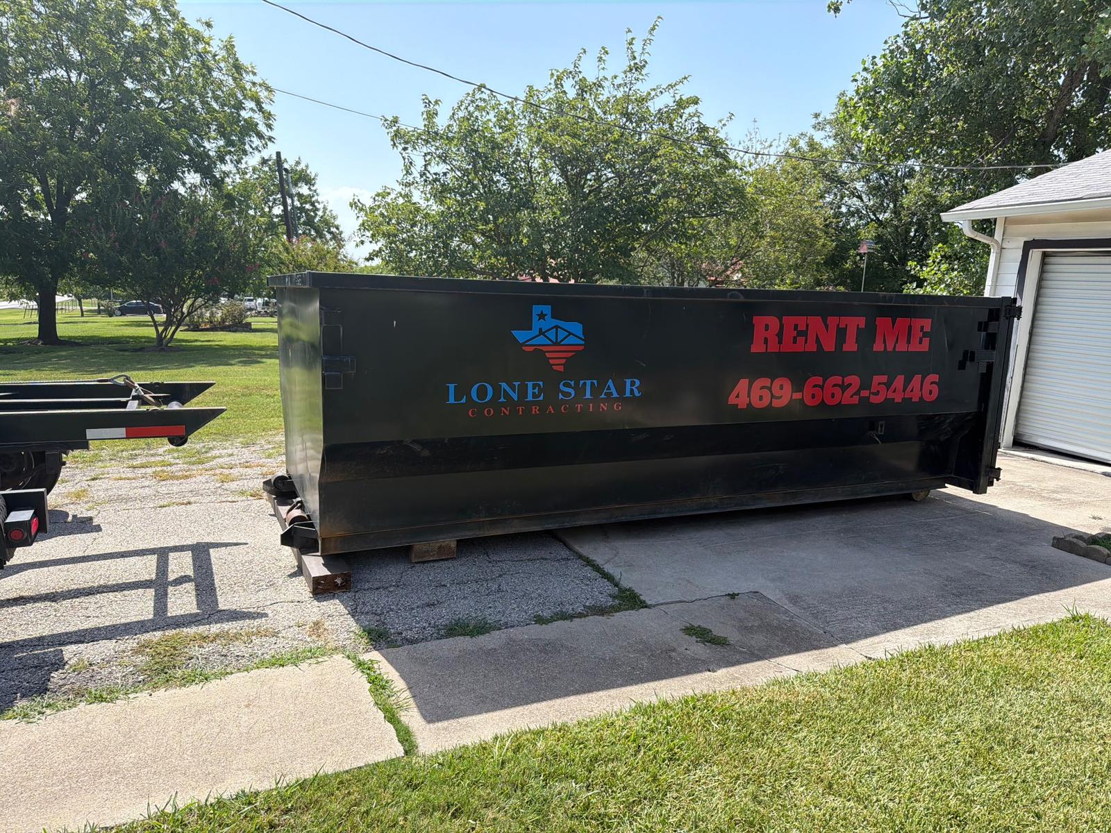 Black 20 Yard Dumpster available for rent in Royse City, TX | RentThis