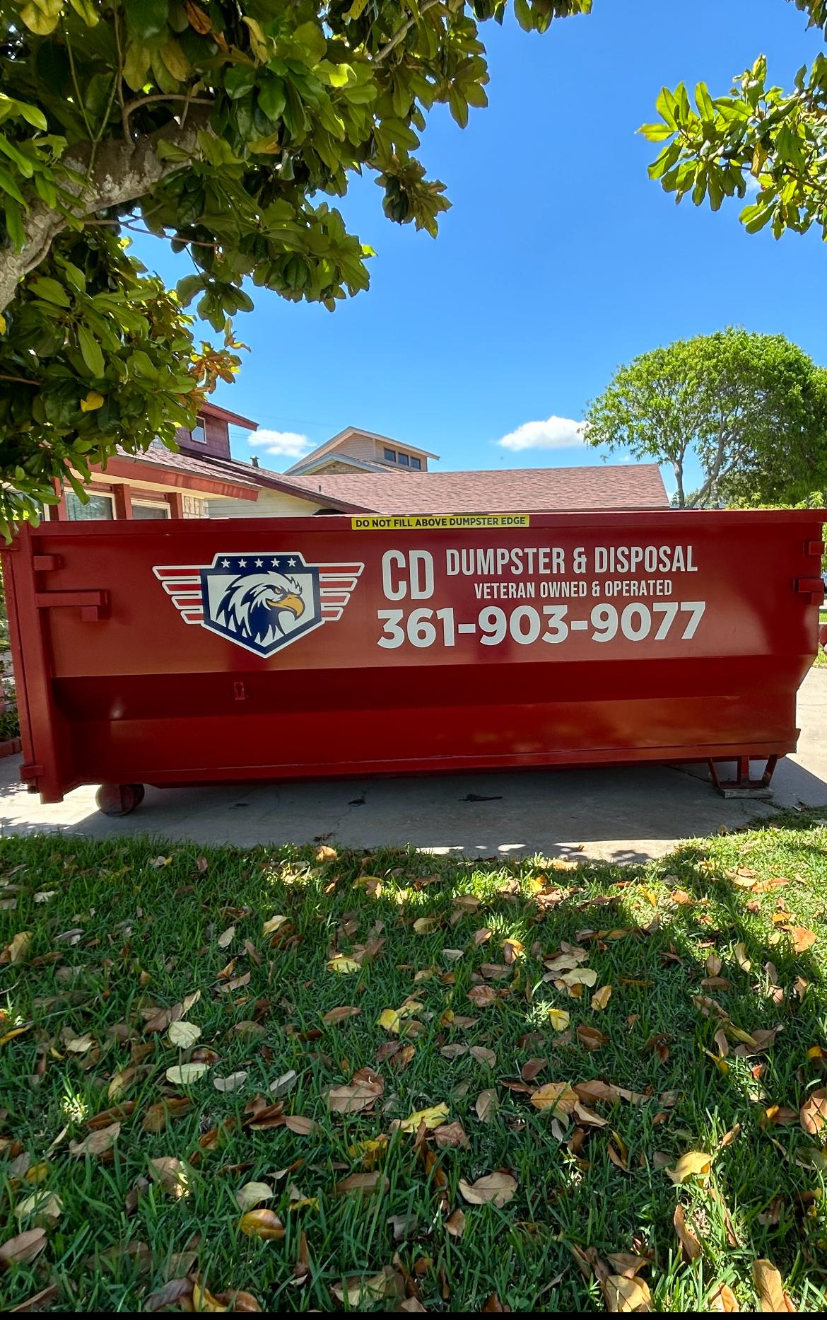 Red 25 yard Dumpster available for rent in Corpus Christi, TX | RentThis